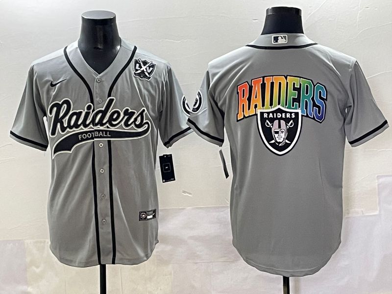 Men 2025 Oakland Raiders Blank Grey Joint Name Nike Limited NFL Jersey style 6